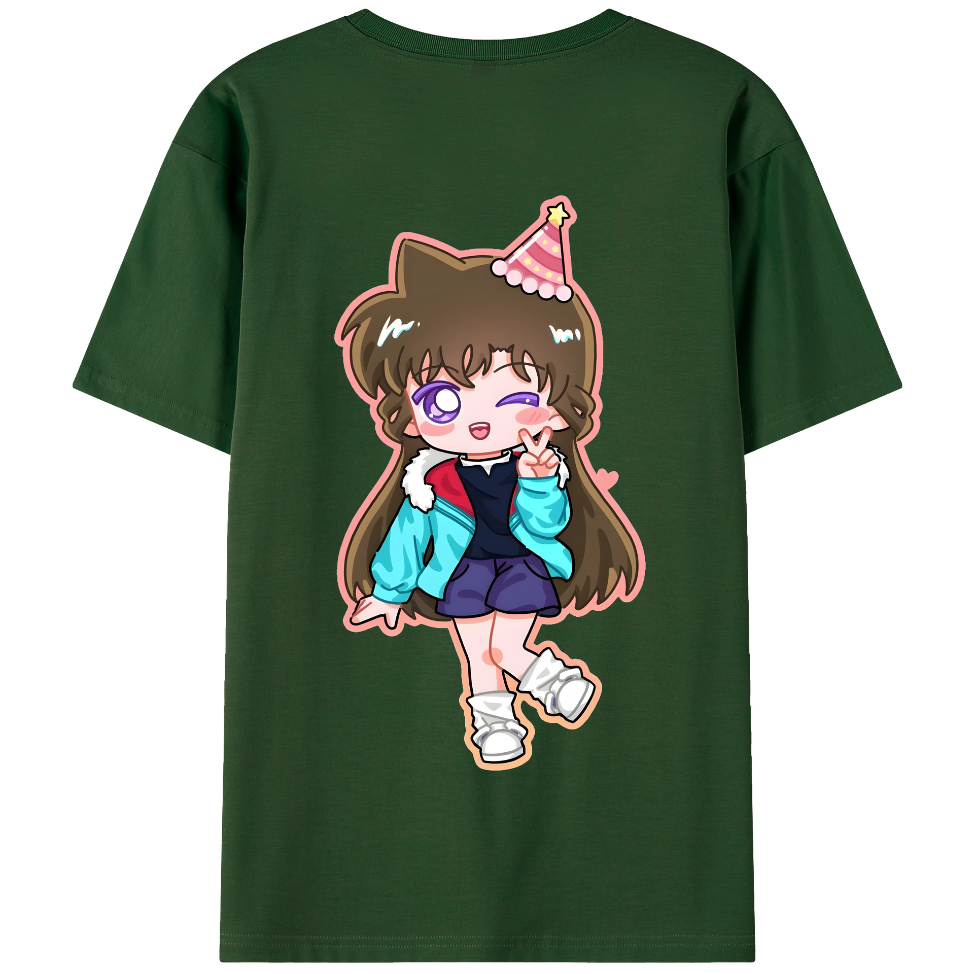 （画像用） 名探偵コナン 毛利 蘭 もうり らん、モーリ ラン Detective Conan Rachel Moore 綿100％半袖Tシャツ（背面プリント）